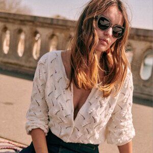 Sezane Marthe Cotton Jumper - Ecru | Size XS